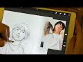 ✧ real-time (45 MIN) ✧ a late night draw with me 🌙[with bts bgm & rain]