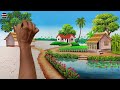 Beautiful Village Landscape Scenery Painting| Indian Village Scenery Painting With EarthWatercolor