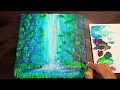 Waterfall Acrylic Painting / Easy Waterfall landscape Painting For Beginners #waterfall