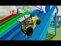 TRANSPORTING PIXAR CARS & FRUITS WITH COLORED & JOHN DEERE vs CLAAS vs TRACTORS - BeamNG.drive #983