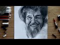 ASMR | Drawing Bob Ross (Charcoal & Acrylic Paint) No talking