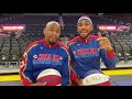 Crazy Trick Shot challenges Steph Curry and Klay Thompson | Harlem Globetrotters