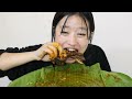 Gravy Pork Meat With Rice & Onion |#mukbang