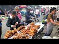 Cambodian Street Food in the Morning @ Delicious Donuts, Spring Roll, Yellow Pancake, Wonton, & More