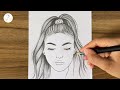 How to draw a beautiful girl step by step || Pencil Sketch for beginners || Pencil drawing easy