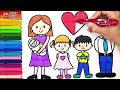 Drawing And Coloring A Family Of 5 👩👨👧👦👶🌈 Drawings For Kids