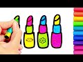 How to draw cute and easy Lipsticks | Easy Drawing, Painting and Coloring for Kids & Toddlers
