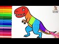 Cómo Dibujar Un T-REX 🦖 Dibuja y Colorea Un Lindo Dinosaurio Arcoiris 🌈 Dibujos Para Niños