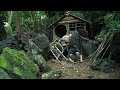 Solo Bushcraft: Completed Bushcaft house next to a beautiful stream. Catching stream crabs - Part 3