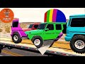 Double Flatbed Trailer Truck vs Speedbumps Train vs Cars | Tractor vs Train|Au Gaming