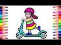 How to draw a cute scooter, easy and simple, step by step