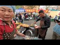 Strolling the morning market in Jinzhou, China, rare fried dates, street food/Jinzhou Market/4k