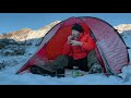 Winter Camping in Cold Tent, No Fire. Solo Backpacking the North in new Snow.