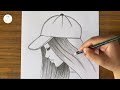 How to draw a girl wearing a hat step by step || Easy drawing ideas for beginners || Girl drawing