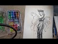 Pen Sketch | How to Draw like Arthur Rackham | Female Form Study