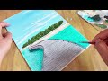 Seascape Dock Step by Step Acrylic Painting / Dock Acrylic Painting for Beginners / VERY EASY