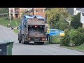 Allied Waste Mack LEU Mcneilus rear loader on residential recycling route.