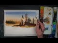 watercolor painting foggy landscape - Sunrise scene