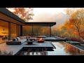 Cozy Autumn Villa Ambience with Relaxing Jazz Music & Fireplace Sounds for Stress Relief