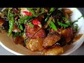 Pork fry with fiddlehead fern |Pork withDhekia xaak |Northeast Pork Recipes
