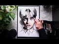 ASMR Drawing Wednesday Addams (No Talking)