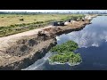 Incredible Technique KOMATSU D58P Bulldozer Pushing Soils In Deep Water and Dump Truck Unloading