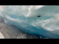 Walking along the Aletsch Glacier in Swiss Alps