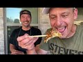 My American Friend's FIRST Time Eating Japanese Okonomiyaki!