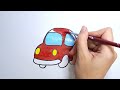 drawing and coloring a cute cat for kids and toddlers step by step | #car #drawing #coloring #kid