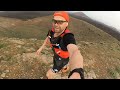 Running on top of Lanzarote highest volcanic crater - Caldera Blanca