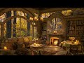 4K Autumn Fall Vibes at Coffee Shop in Forest 🍁Relaxing Jazz Scenery to Relax/Study to