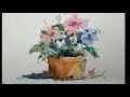 Time lapse watercolor flower painting.