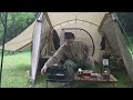 Camping in Heavy Rain,Relaxing in  shelter,ASMR,bushcraft,camping cooking