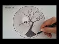 How to draw scenery of moonlight with pencil step by step | Love birds scenery drawing