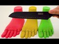 Satisfying Video | Kinetic Sand Rainbow Foot & Nail Polish Cutting ASMR