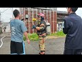 建物火災動画-1 石川県能美市消防本部、自衛消防団の消防士による緊迫した火災現場の消火活動