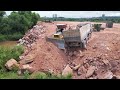 Recovery a Truck Fail Loading With Komatsu Bulldozer Pushing Stones Filling Make More Space