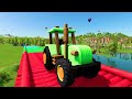 TRANSPORT OF COLORS ! TRANSPORTING TOY TRACTOR, FIRE TRUCK, COLOR POLICE CARS ! Farming Simulator 22
