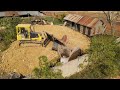 Full  Completed Loading Landfilling Up Project By KOMATSU DOZER D31px With 5t Dump Trucks Team