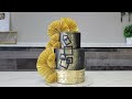 How to Create a Negative Image Geometric Design on Fondant | Edible Gold Wafer Paper Fans | Cake