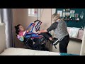 How to use a patient lift to transfer from wheelchair to bed