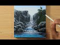 Waterfall Landscape Acrylic Painting for Beginners💧🌱