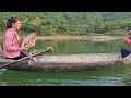 The two sisters went down to the lake to catch fish with nets and then sold them