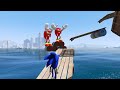 GTA 5 Sonic vs Tails vs Knuckles Water Ragdolls & Fails Ep.1 [Flooded Los Santos / Euphoria Physics]