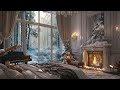 Cozy Fireplace Sounds and Piano Music for Royal Bedroom Ambiance | ASMR | Relaxing Sleep