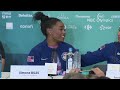 Simone Biles and  Jordan Chiles talk about earning medals, bowing to Rebeca Andrade on podium