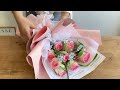 Pink Roses Flower Bouquet Wrapping Tutorials(35) | Flower Bouquet Wrapping Technique & Idea