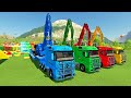 TRANSPORTING EXCAVATOR, MIXER TRUCK, BULLDOZER, POLICE CARS TO GARAGE WITH MAN TRUCK - FS22