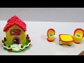 DIY How to make Polymer Clay Miniature Village House, Tree, Chairs, Water swimming pool |