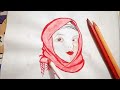 رسمت فتاة ترددي الحجاب ولونتها ب 4 الوان 🎨